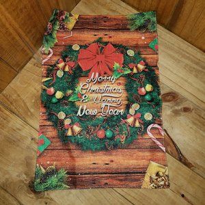 Merry Christmas and Happy New Year Double Sided Garden Flag Burlap 12"x18"